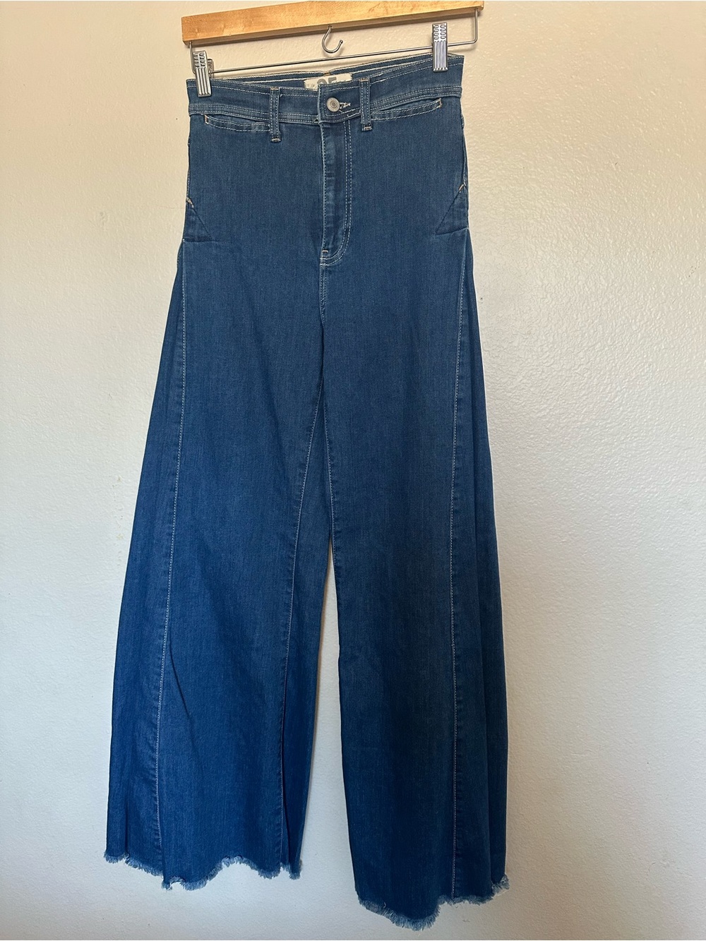 Free People Dark Blue Wide Leg High-Rise Jeans